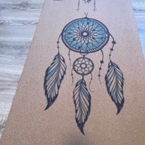 Eco-friendly Natural Rubber & cork yoga mat DREAMCATCHER- Free spirit