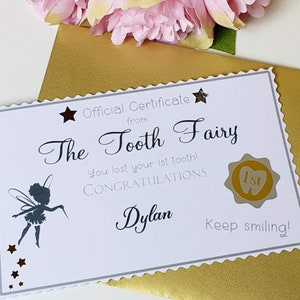 Tooth fairy certificate - Certificate - Tooth fairy letter - 1st tooth certificate - First tooth certificate - Childs gift - Award