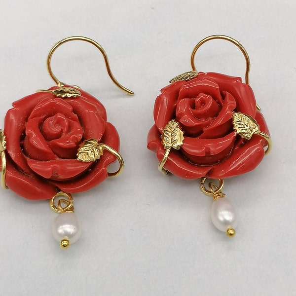 Shankara Orecchini in argento lavorati con fiori | Olga Bijoux