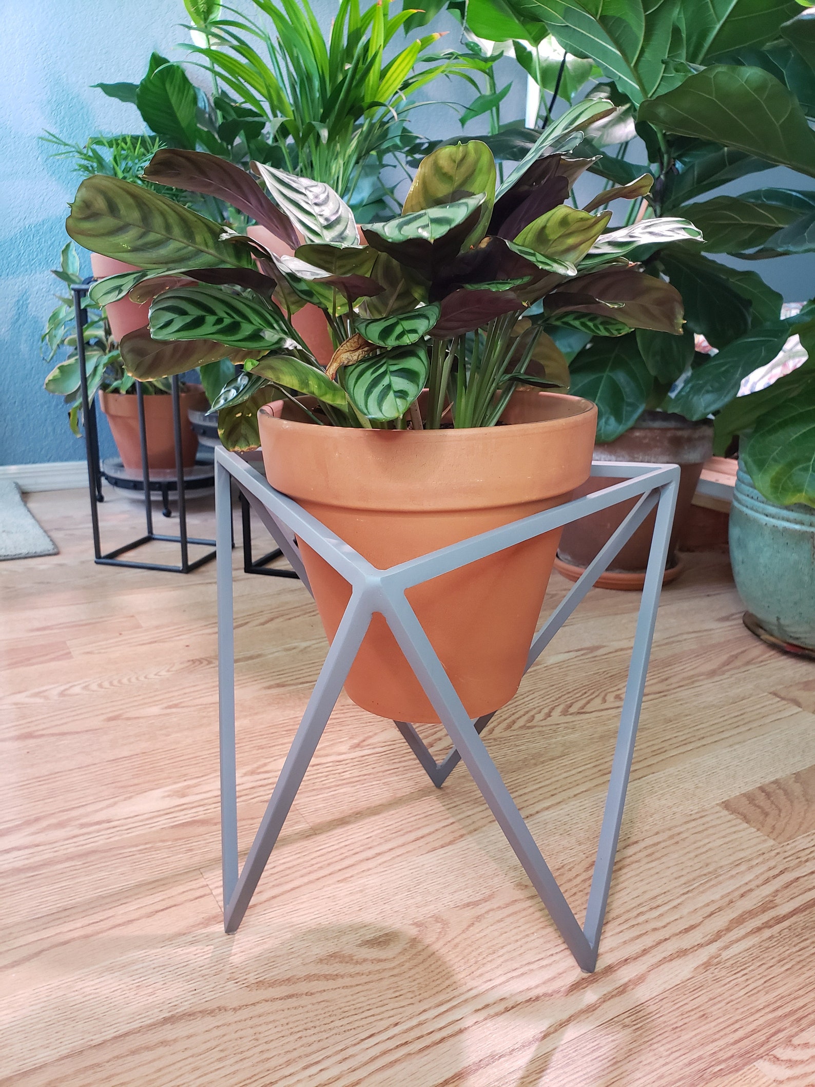 Metal Plant Stand Modern Plant Holder Steel Stand Triangle Etsy