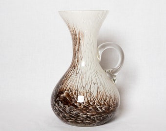 Hand-blown vase with handle