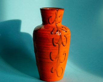 Small orange vintage ceramic vase