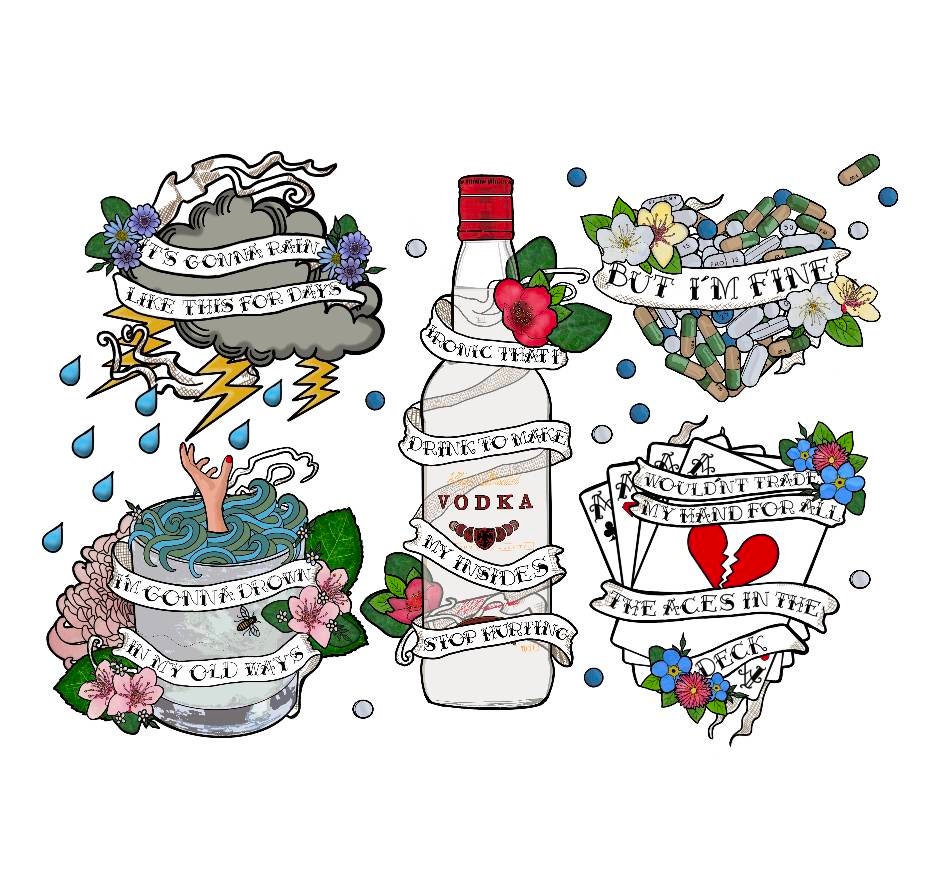 ALKALINE TRIO FLASH Sheet Tattoo Art Print Recycled - Etsy