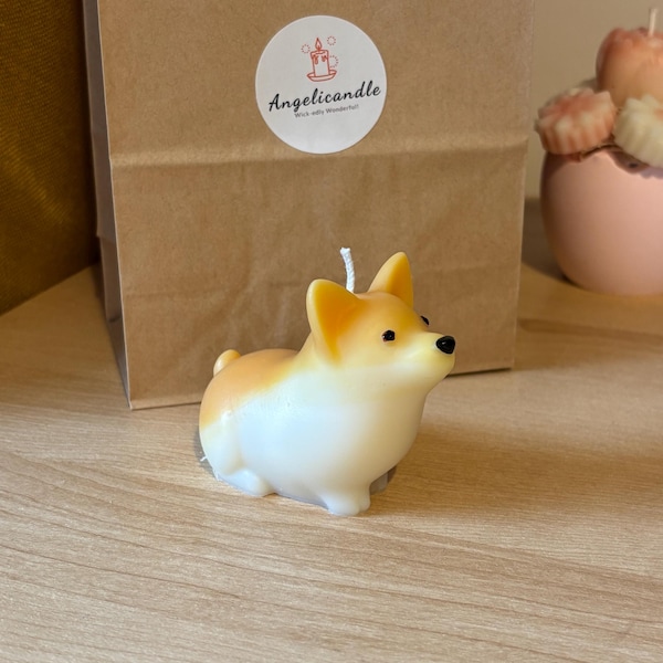 Corgi Puppy Candle - Scented or unscented - Gift Wrapped