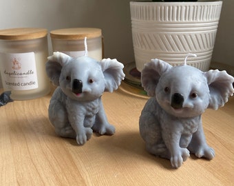 Koala Candle: Organic Olive Wax, Hand-Painted, Unscented