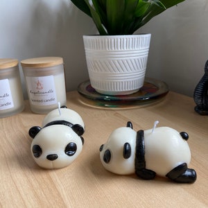 Panda Candle - Sleeping panda: Organic Olive Wax, Hand painted, Gift wrapped