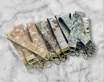 Cowhide Wristlet | Western Wristlet | Cowhide Keychain | Cowhide Keyring | Cowhide Accessory