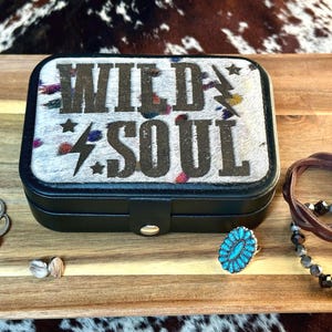 Wild Soul Rainbow Acid Wash Cowhide Large Jewelry Travel Case | Western Jewelry Box | Cowhide Jewelry Box