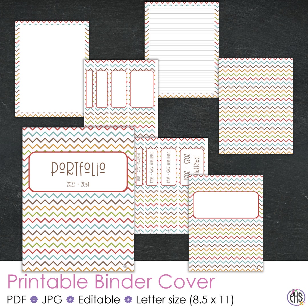 Printable Homeschool Portfolio Binder Cover, Editable Binder Cover