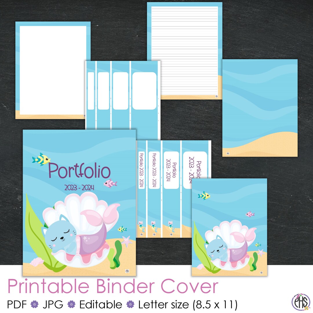 Printable Homeschool Portfolio Binder Cover, Editable Binder Cover