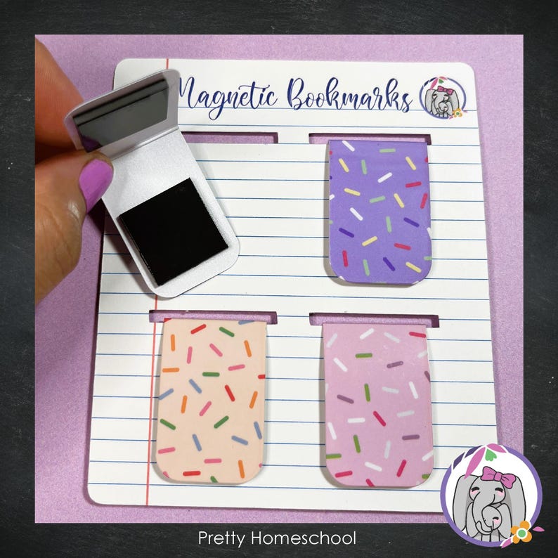 Springles Bookmark Sprinkles Four Magnetic Bookmark Set, Planner Accessories, Page Markers ...