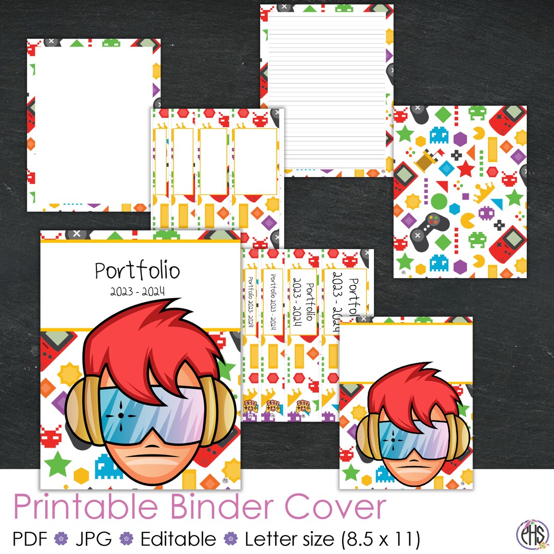 Printable Homeschool Portfolio Binder Cover, Editable Binder Cover