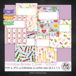 Printable and Editable Binder Covers and Spines -  School Stationary Theme - Homeschool Binder - Homeschool Mom - Homeschool Teacher Binder