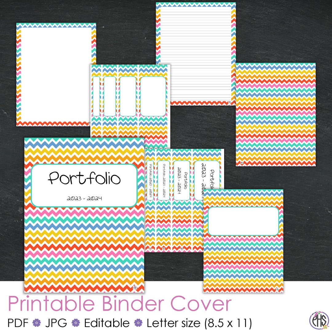 Printable Homeschool Portfolio Binder Cover, Editable Binder Cover