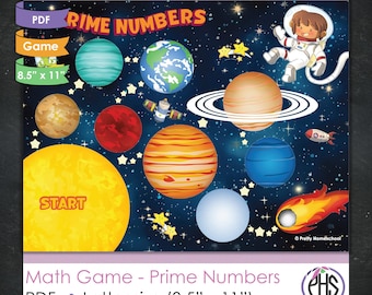 Prime Numbers Math Game | Printable PDF | Fun & Interactive Learning | Space Theme | Homeschool Math | Math Teacher | Math Centers Activity