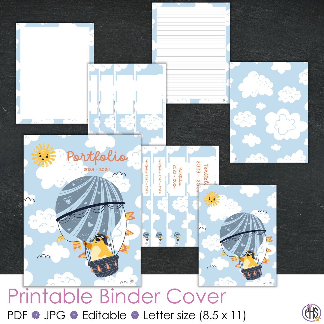 Printable Homeschool Portfolio Binder Cover, Editable Binder Cover