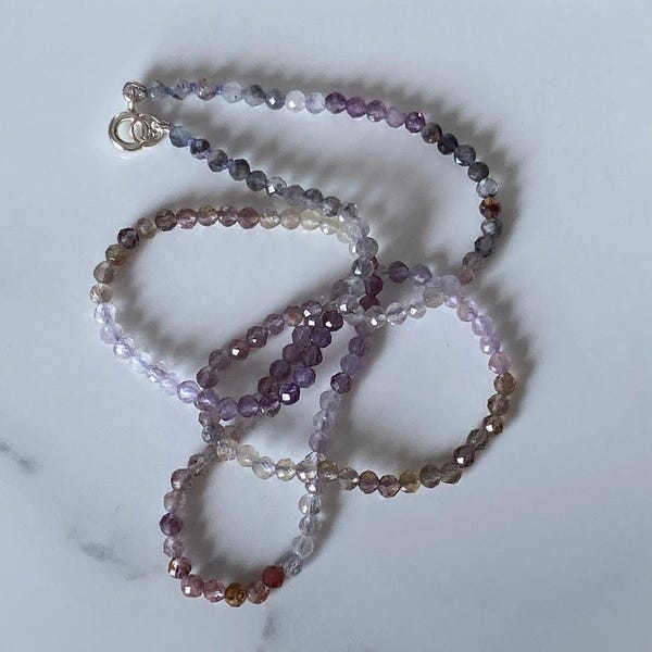 Rare Natural Auralite Sterling Silver Necklace