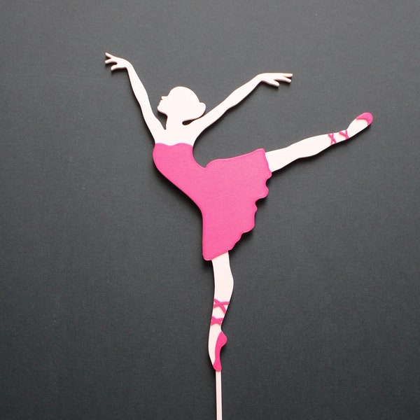 Ballerina Cake Topper, Ballerina Silhouette Dancer Cake Decoration, First birthday Cake Decor, Pink Ballerina Birthday Girl, 3D Printed Item