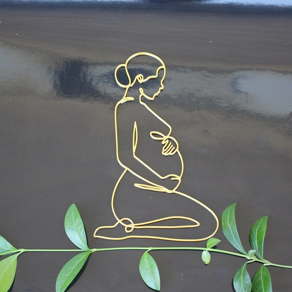 Enceinte Line Art Cake Topper, Maternité Cake Topper, Femme enceinte Line Art Cake Charm