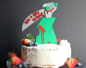 Have A Killer Birthday Cake Topper, Messer und Bloody Kuchendekor, 3D gedruckt