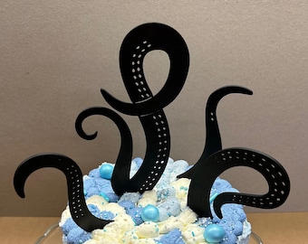 Set de adornos para tarta con tentáculos de pulpo: Decoración para fiesta pirata (impresa en 3D)