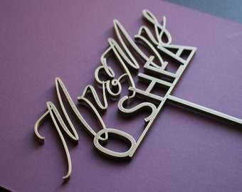 Personalized Mr & Mrs Cake Topper: Custom Last Name, Wedding Decor