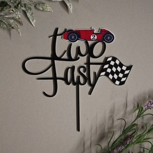 Two Fast Cake Topper: Retro Racing 2nd Birthday Decor