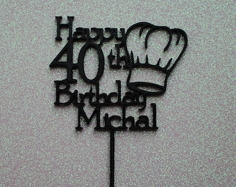 Personalized Chef Hat Birthday Cake Topper: 3D Printed PLA