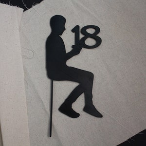 18th Birthday Cake Topper: Sitting Boy Silhouette, 3D Printed