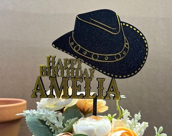 Décoration de gâteau d'anniversaire cowboy personnalisée : décoration de fête western