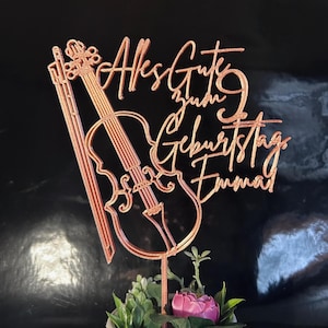 Adorno para tarta de violín: nombre y edad personalizados