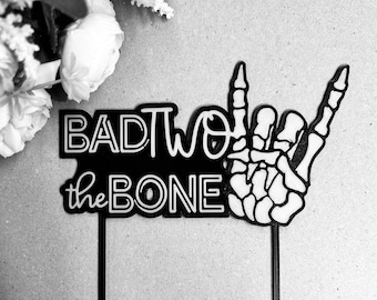 Bad Two the Bone Cake Topper: Rock 2nd Birthday Party Decor