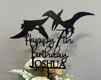 Dinosaur Cake Topper, Pterodactyls Cake Topper, Personalised Dinosaur Cake Topper, Dinosaurs Birthday Cake Toppers, Jungle Cake Decor