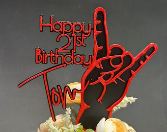 Personalized Rock Hand Cake Topper: Rock and Roll Birthday Theme
