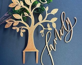 Set de adornos para tarta de árbol genealógico personalizados: silueta impresa en 3D