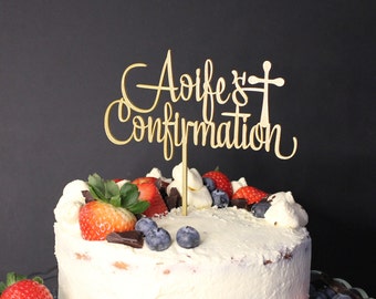 Confirmation Cake Topper, Personalised Name Confirmation Cake Decor With Cross, Confirmation Cake, 3D Printed