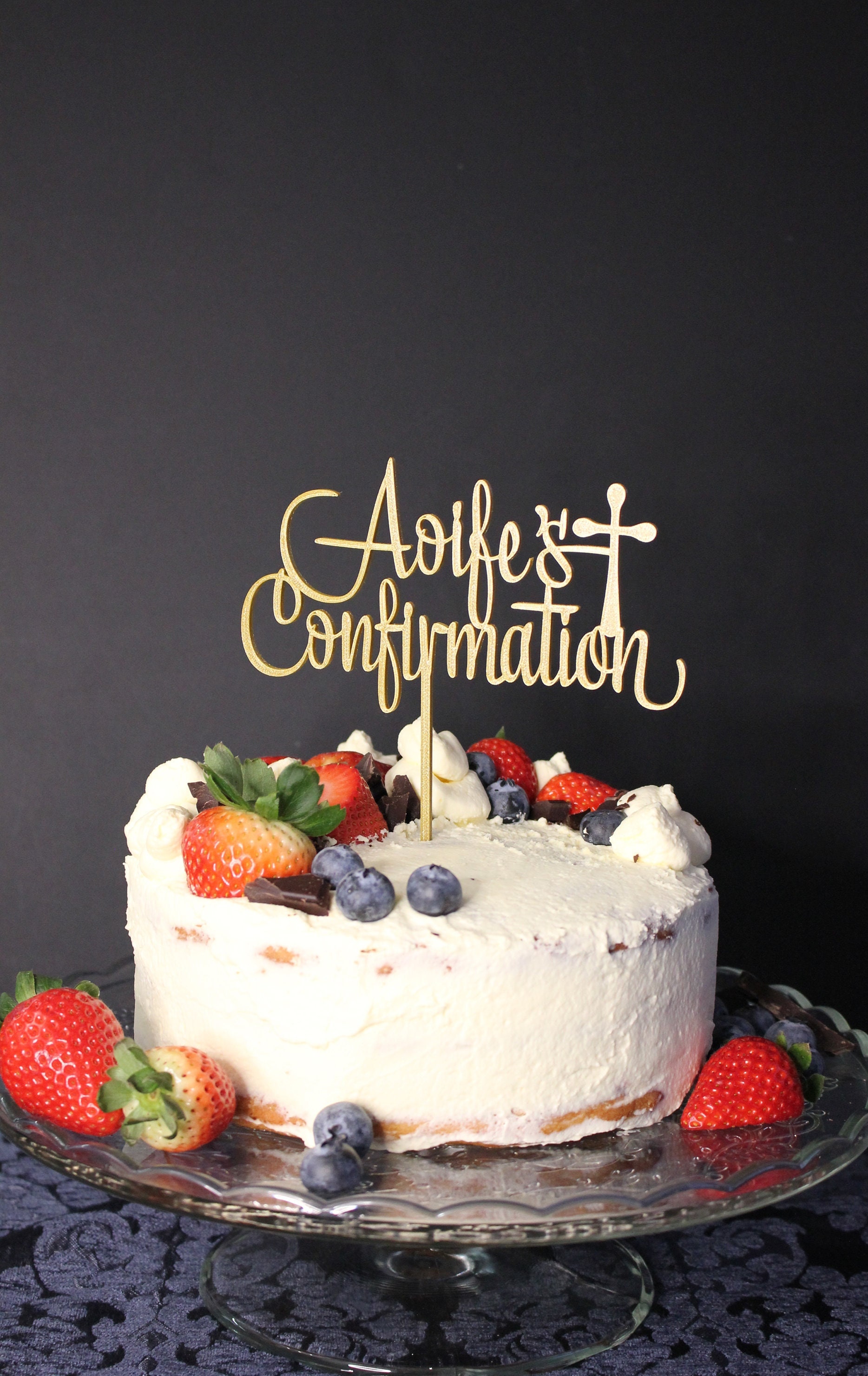 Confirmation Cake Topper Combined With the Child's Name Holy Spirit With a  Cross Cake Topper - Etsy