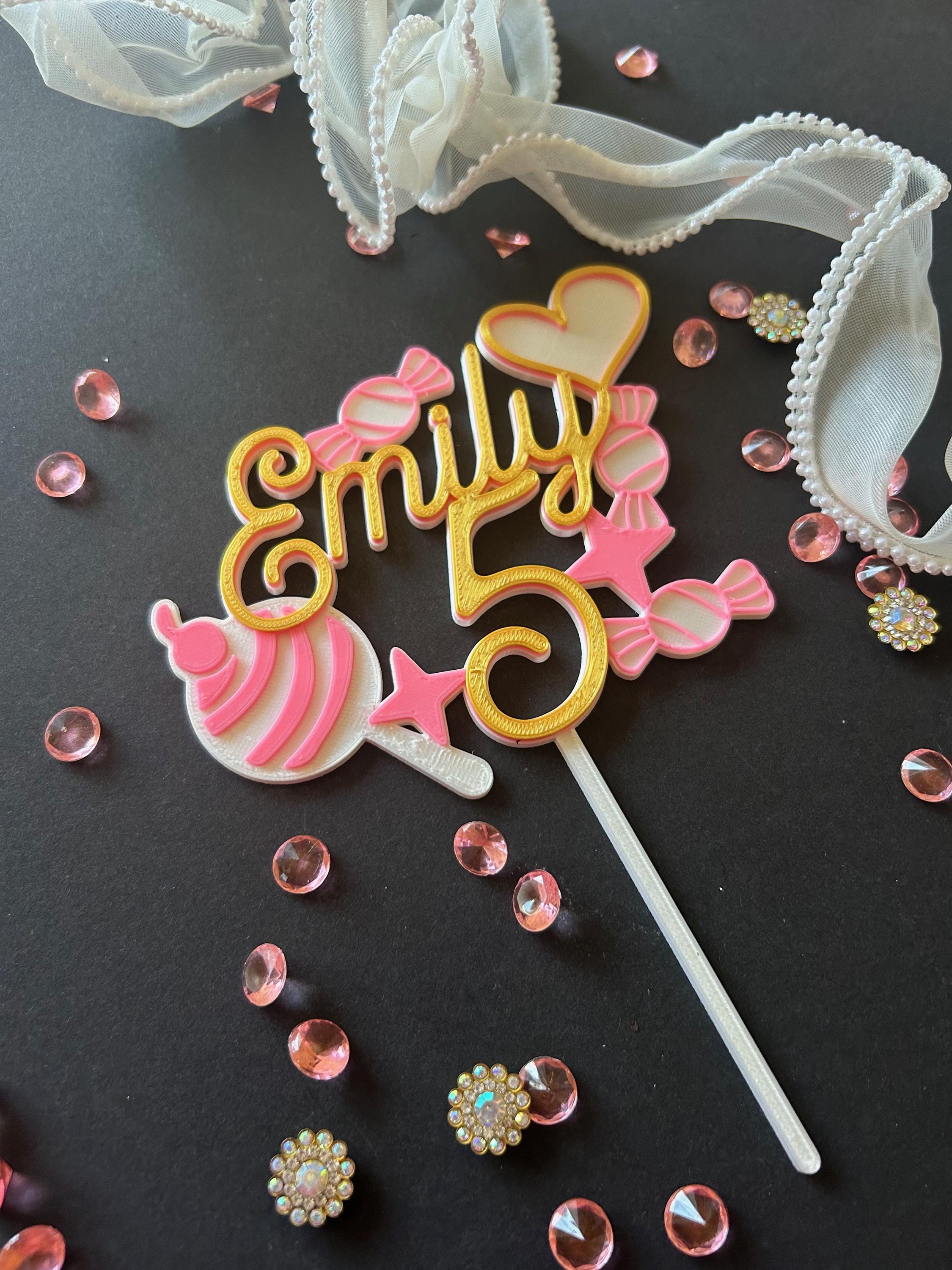 Candy-Themed Cake Topper – Custom Name & Age