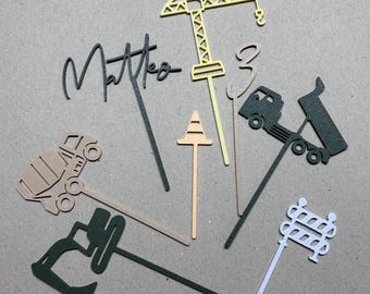 Construction Cake Topper Set – 8 Piece – 3D Printed PLA