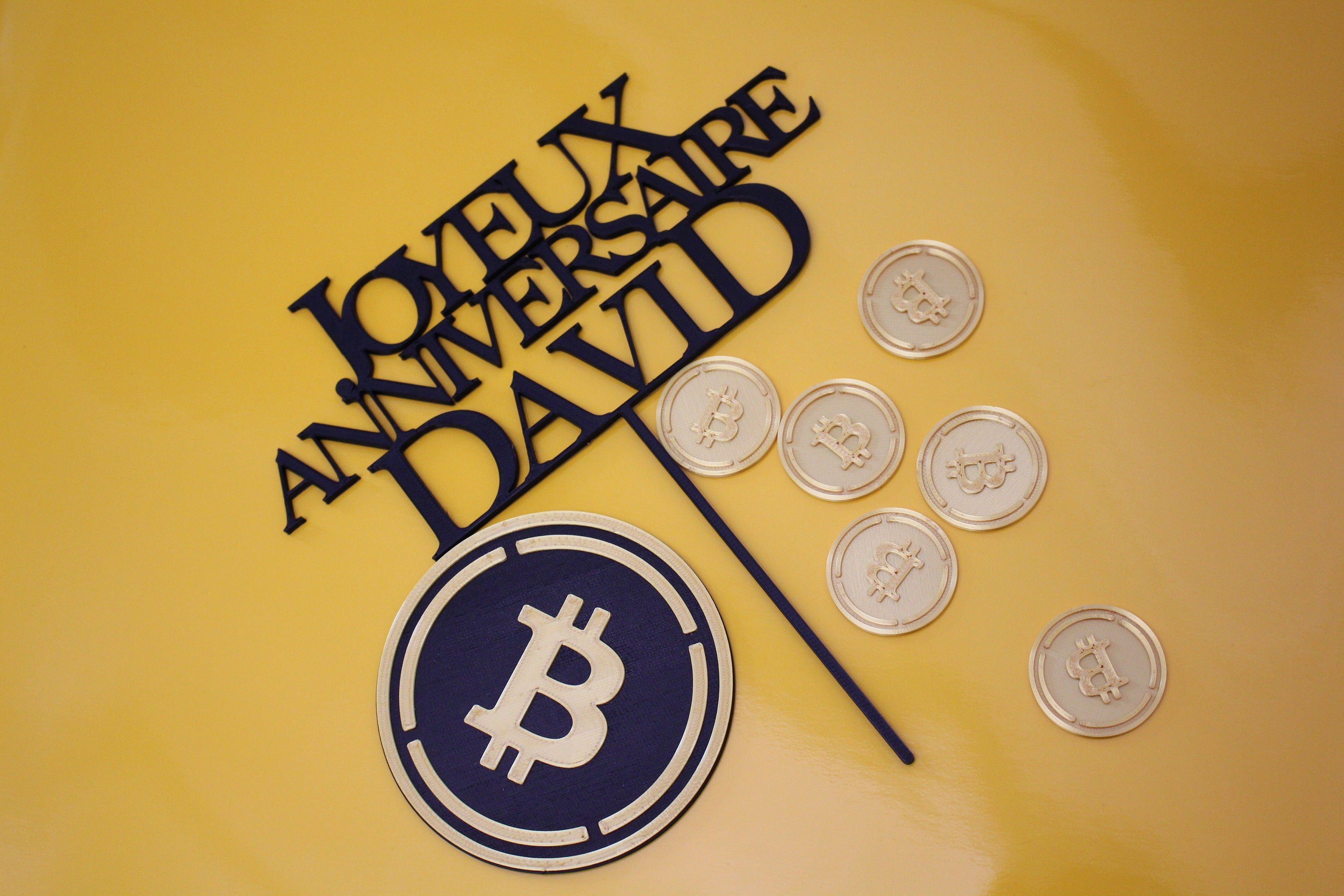 Bitcoin Birthday Cake Topper Set: Personalized Name & Age, 3D Printed - Etsy