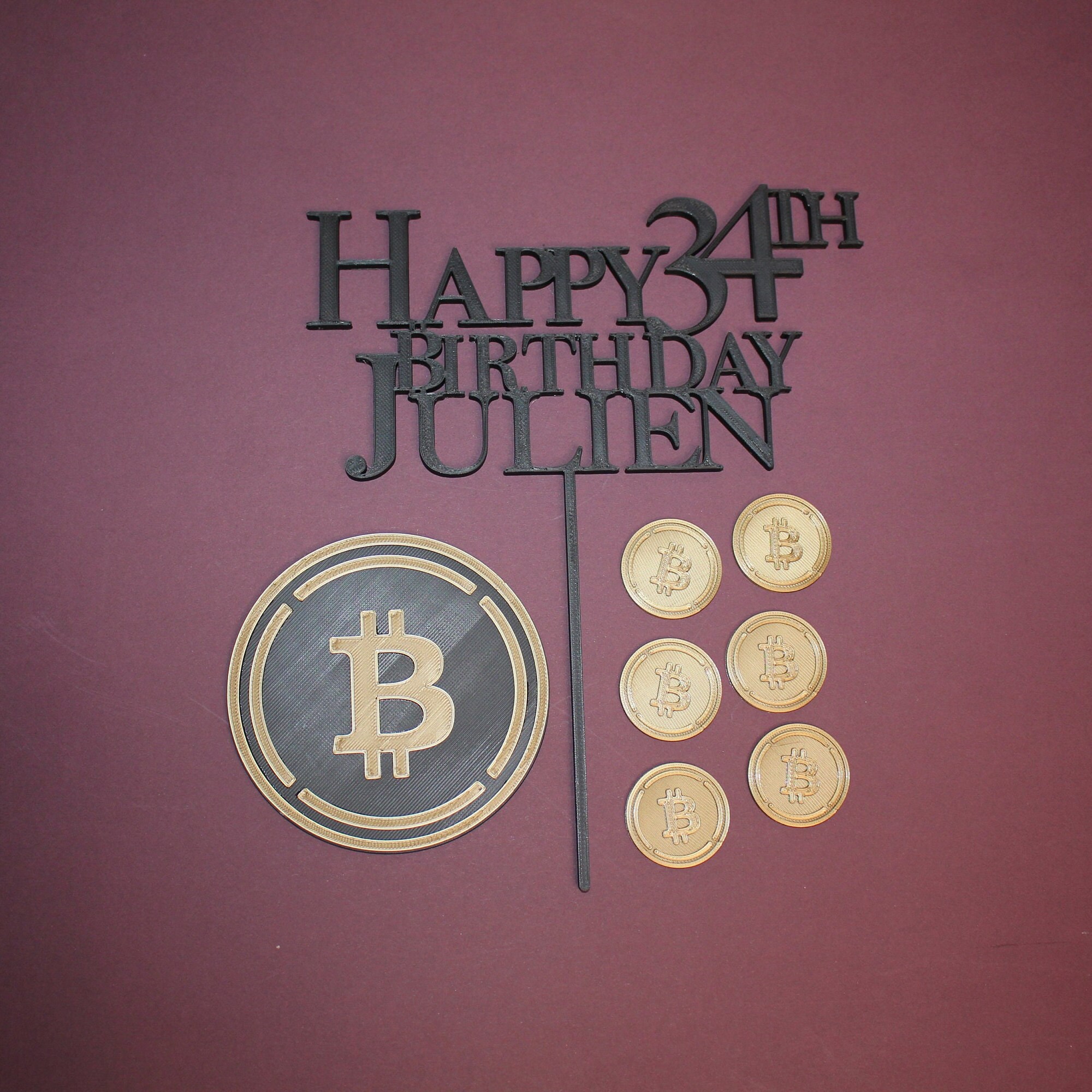 パーソナライズされたビットコインバースデーケーキトッパーセット：3DプリントPLAコイン - Etsy 日本