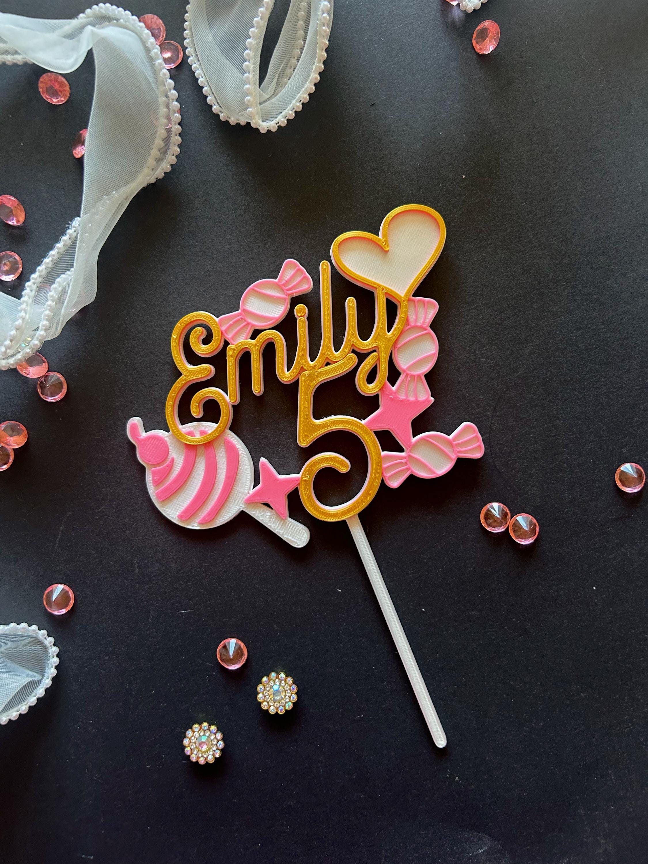 Candy-Themed Cake Topper – Custom Name & Age