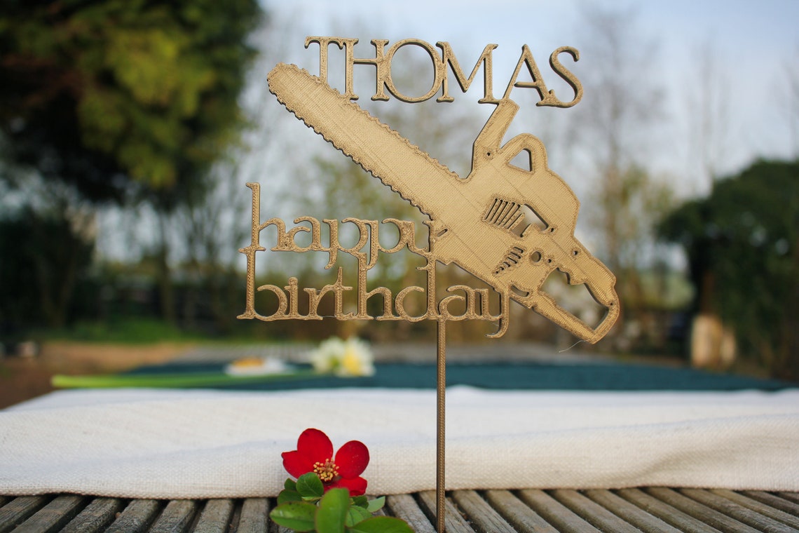 Cake Topper Chainsaw Name Personalized Happy Birthday Cake Etsy
