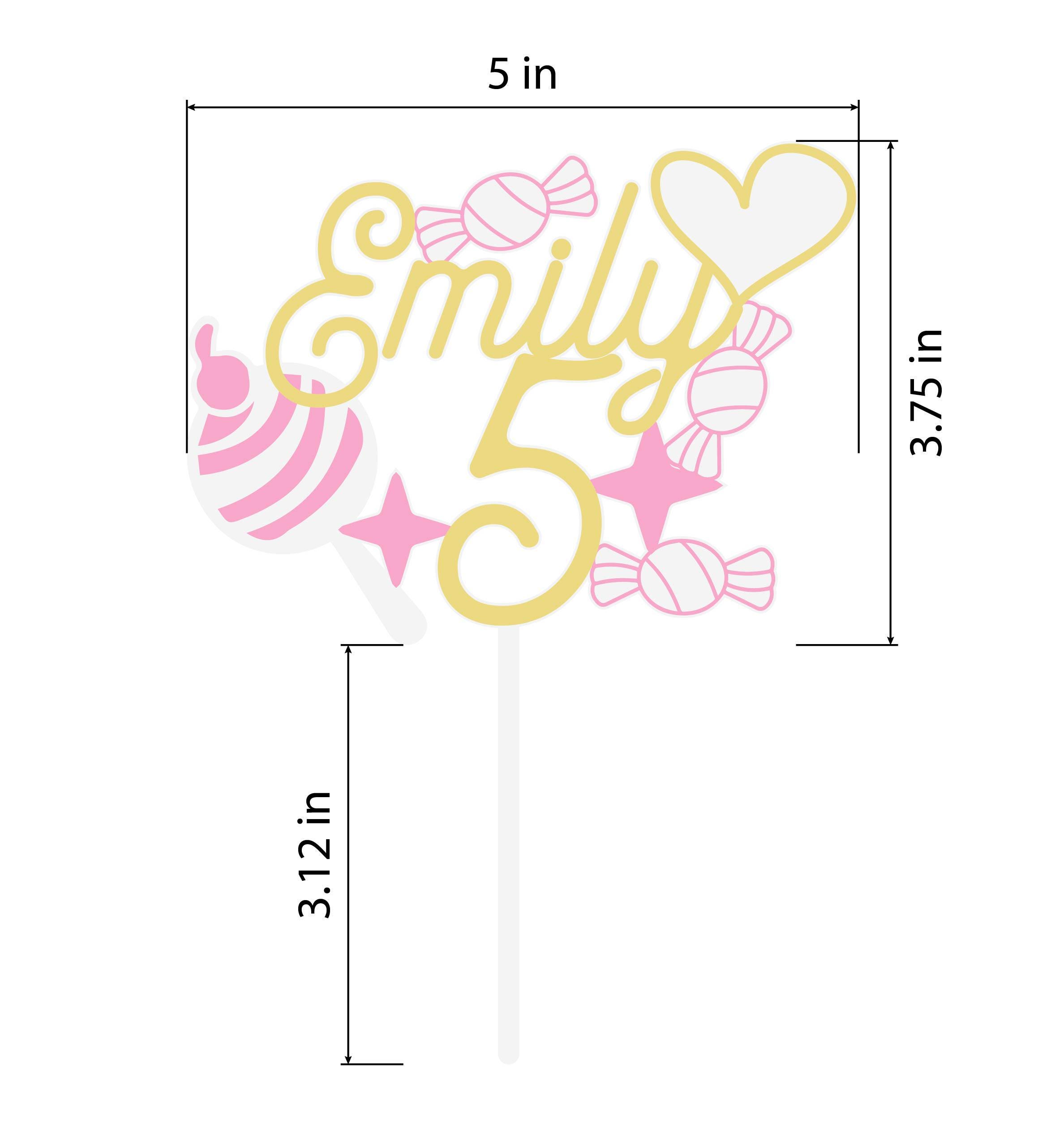 Candy-Themed Cake Topper – Custom Name & Age