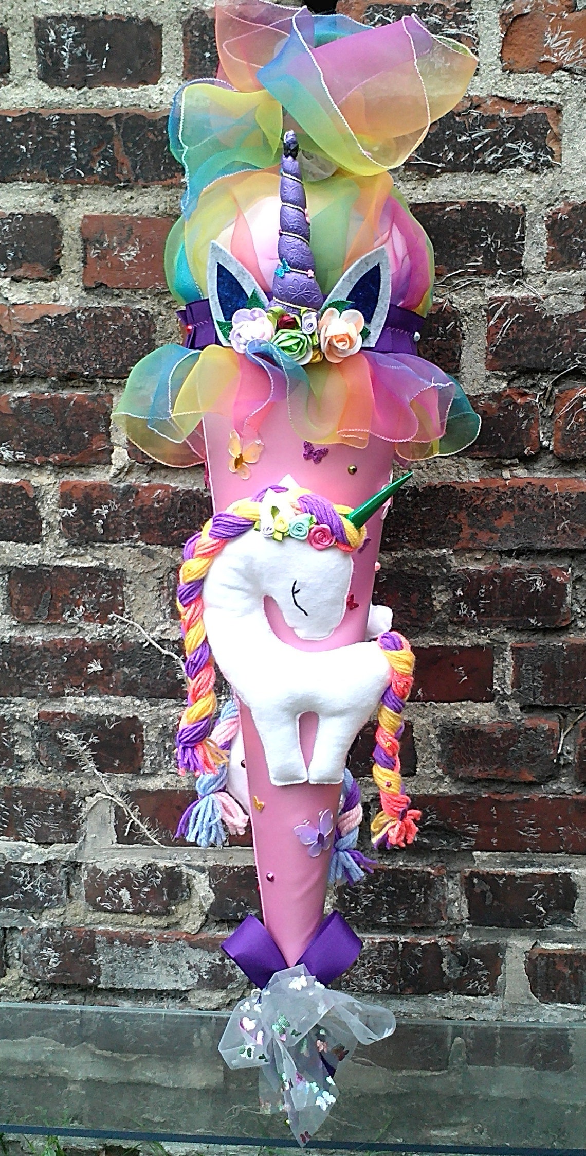 Schultüte Einhorn Regenbogen. Stoff Zuckertüte für Mädchen | Etsy