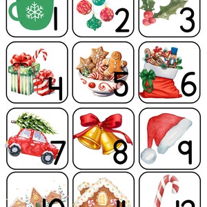 Kalenderkaarten met decemberthema voor peuter/kleuterschool, maandelijkse kalendernummerkaartenset