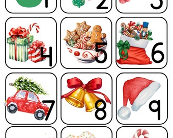 December Themed Calendar Cards for Toddler/Preschool, Monthly Calendar Number Card Set