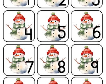 Snowman Calendar Numbers