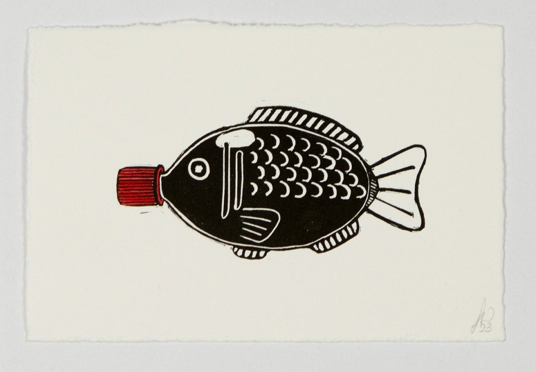 Soy Sauce Fish No. 1 Soyfish Print Linocut 10 X 15 Cm Sushi - Etsy Australia