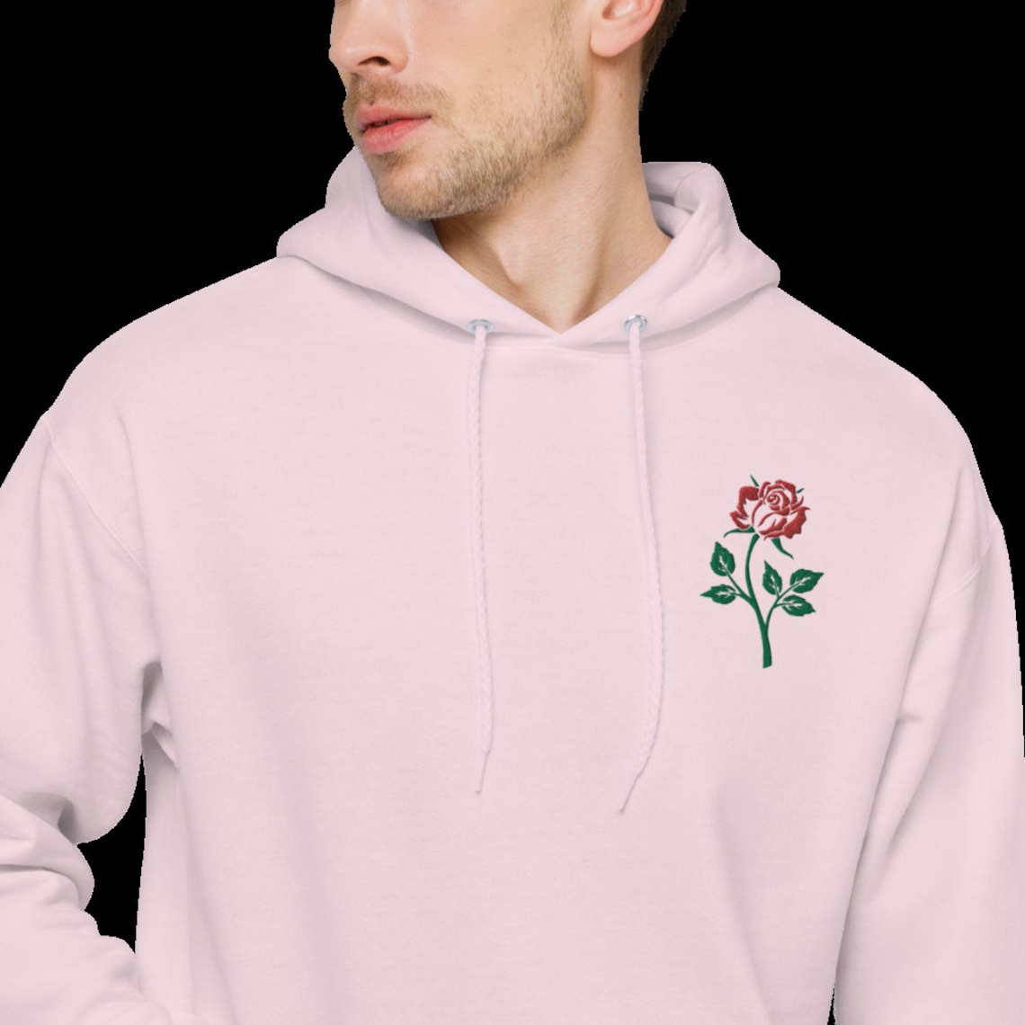 Unisex Embroidered rose fleece hoodie Etsy